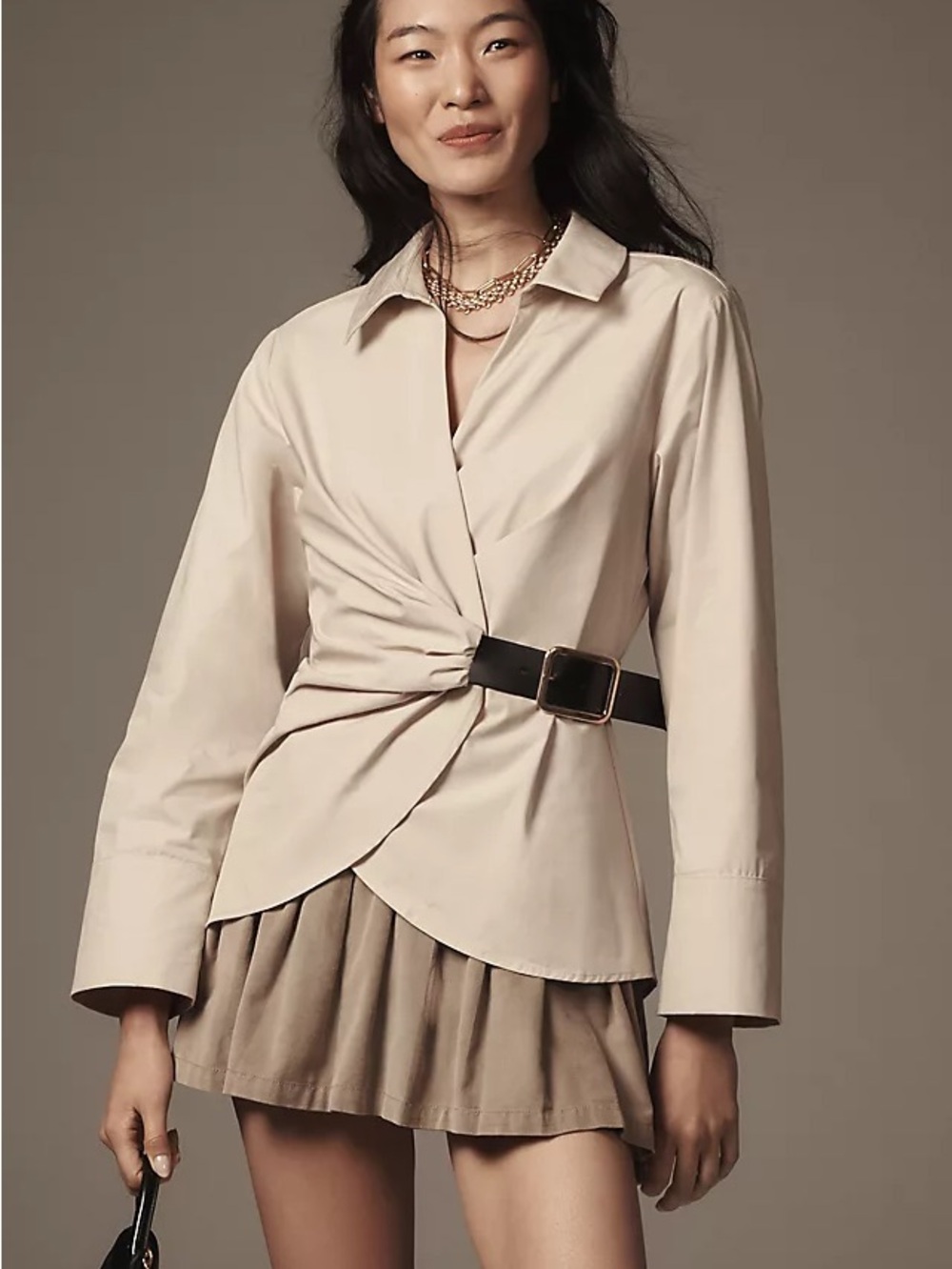 Anthropologie PILCRO RIB MIX SKORT in neutral